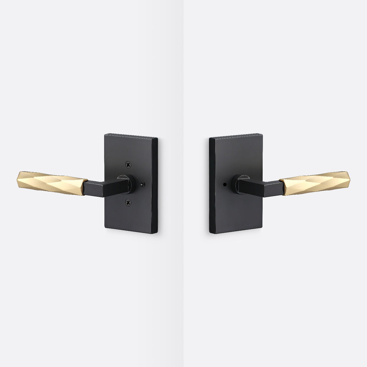 Sure-Loc LV102 FBL GRIP-VT SB flat black / satin brass privacy door lever