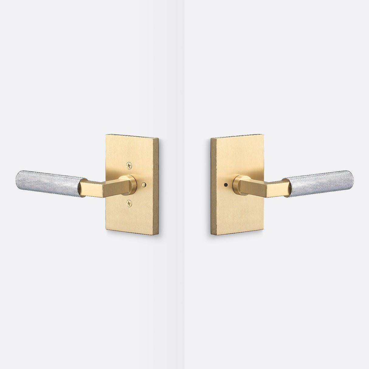 Sure-Loc LV102 SB GRIP-KN 26 satin brass / polished chrome privacy door lever