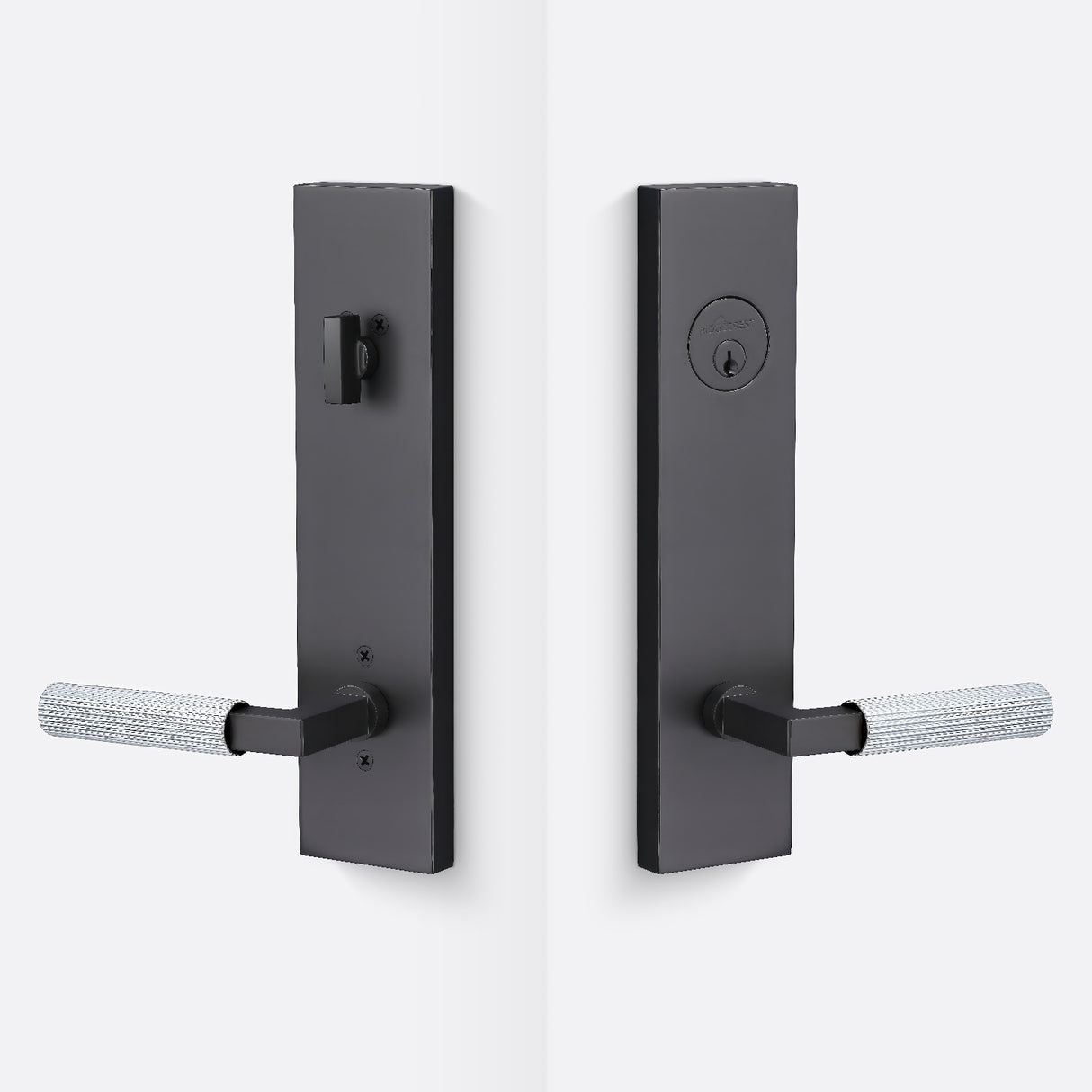 Sure-Loc LV307 FBL-GRIP SKN 26 flat black / polished chrome single cylinder handleset