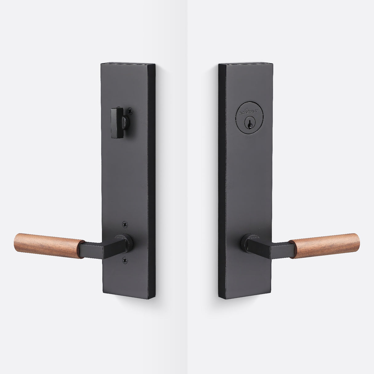 Sure-Loc LV307 FBL-GRIP WN flat black / walnut single cylinder handleset