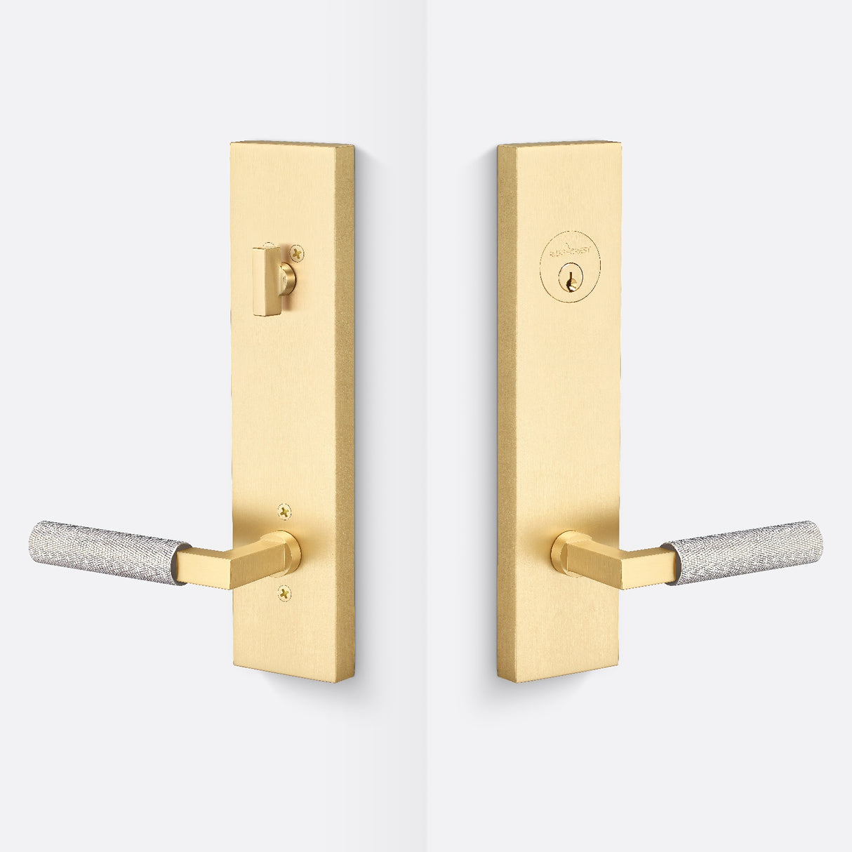 Sure-Loc LV307 SB-GRIP KN 15 satin brass / satin nickel single cylinder handleset