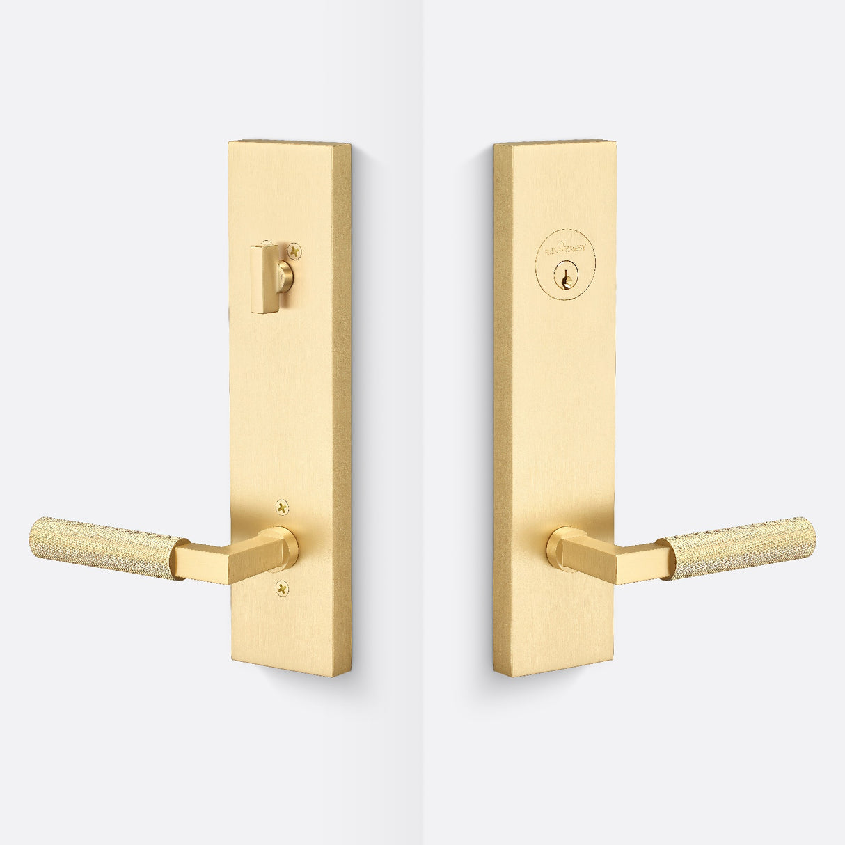 Sure-Loc LV307 SB-GRIP KN SB satin brass single cylinder handleset