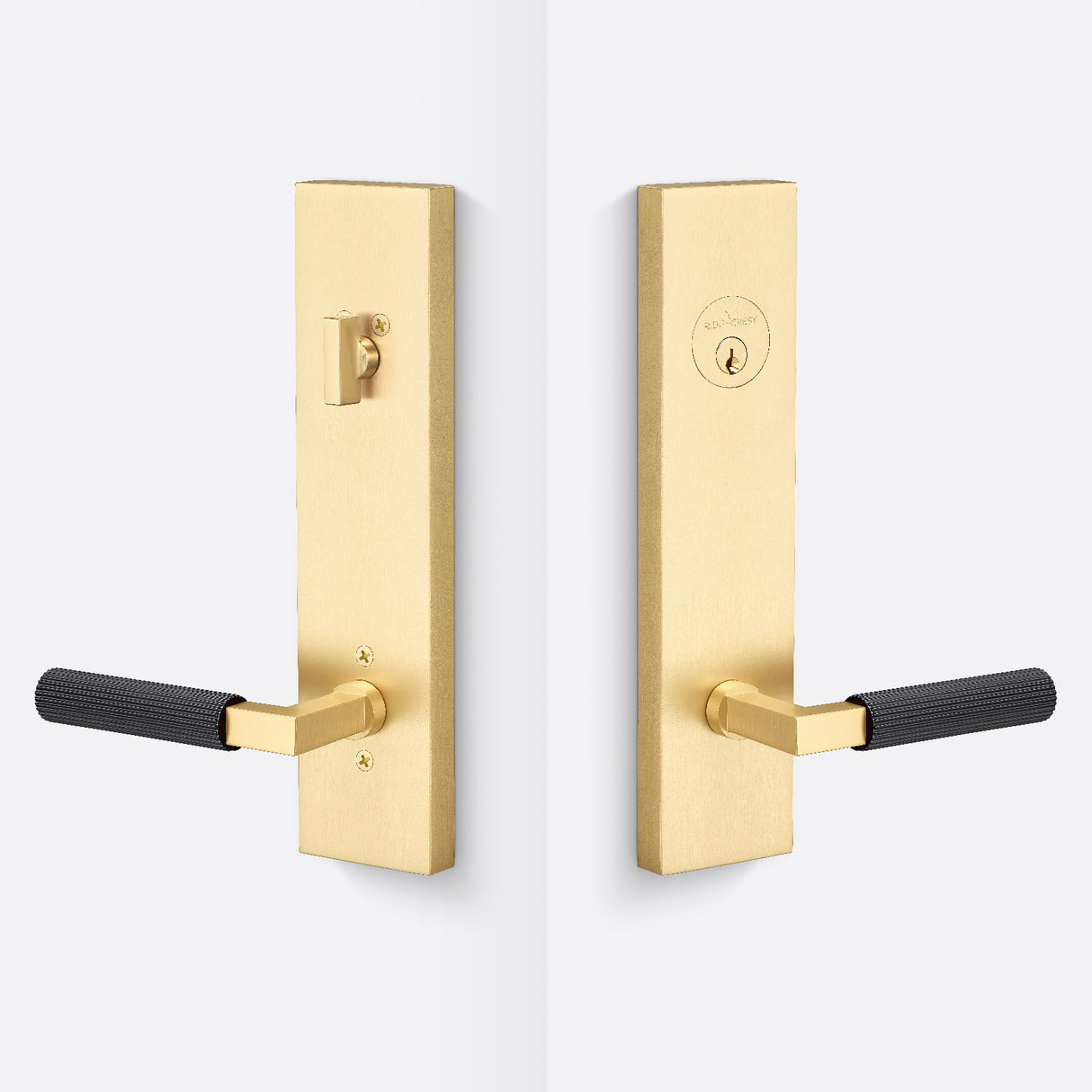 Sure-Loc LV307 SB-GRIP SKN FBL satin brass / flat black single cylinder handleset