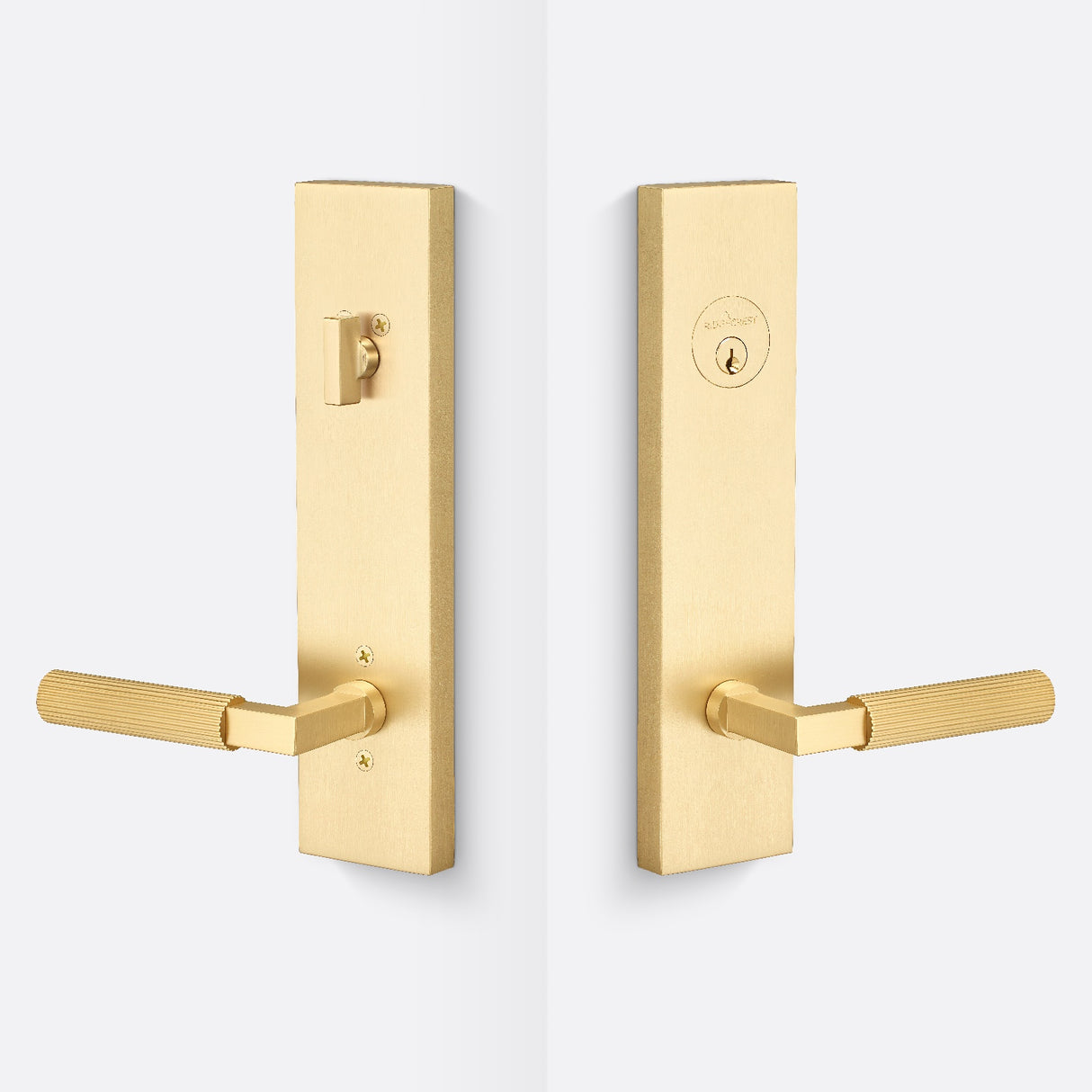 Sure-Loc LV307 SB-GRIP SKN SB satin brass single cylinder handleset