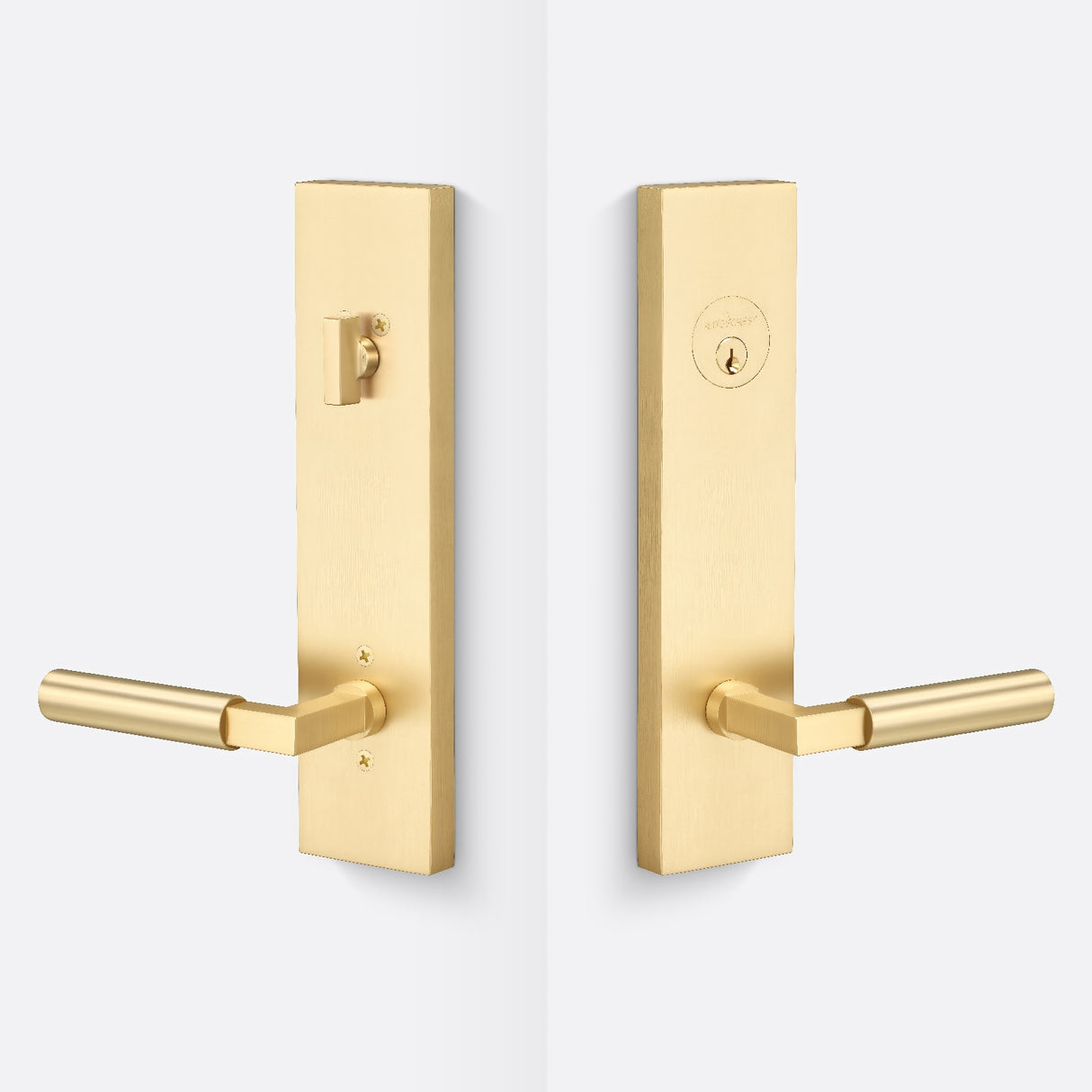 Sure-Loc LV307 SB-GRIP SM SB satin brass single cylinder handleset
