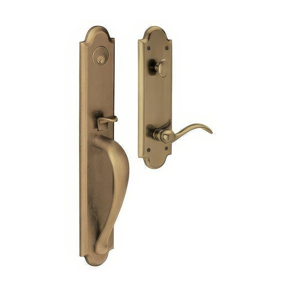 Baldwin M514050RFD satin brass and black dummy entry handleset