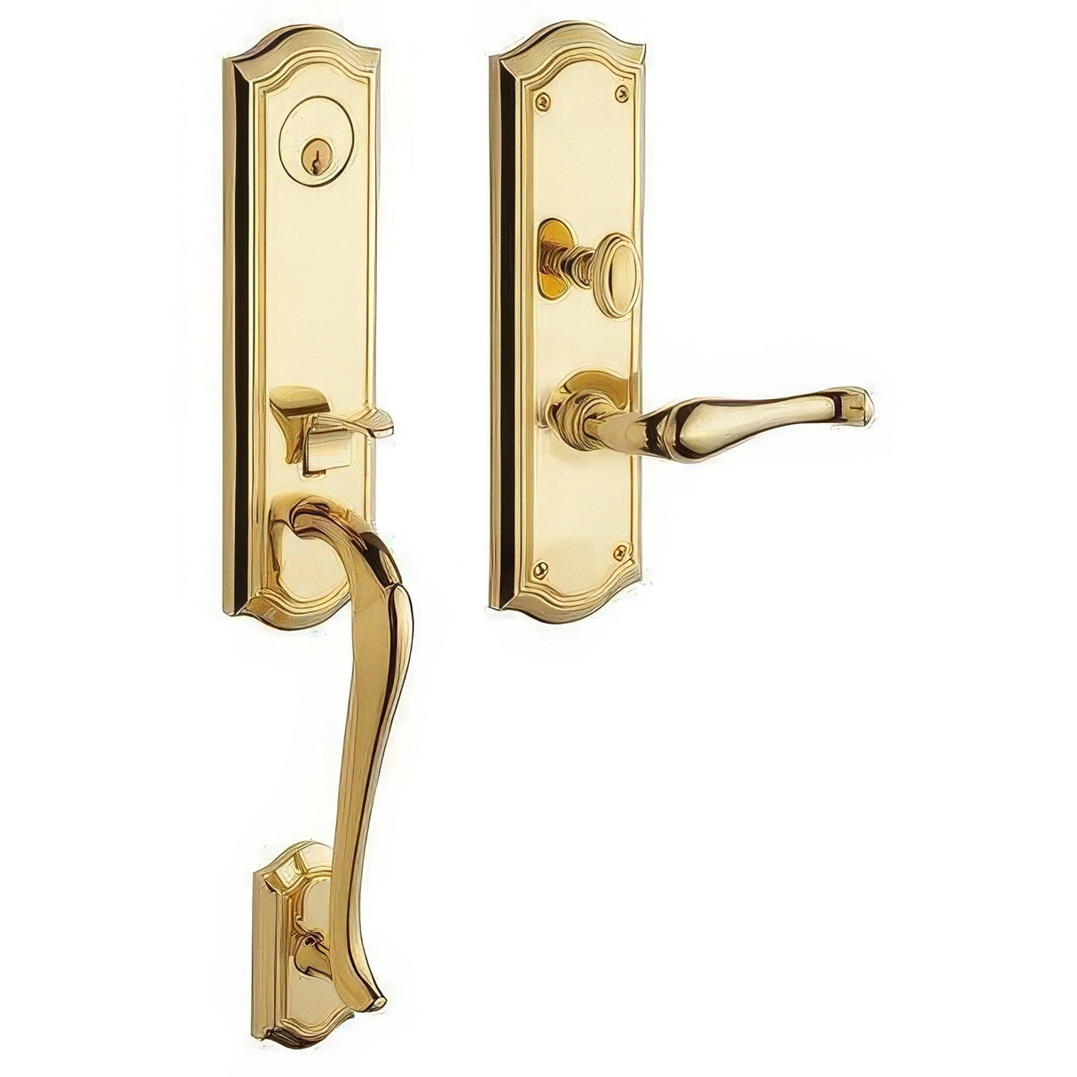 Baldwin M522003LENT lifetime polished brass single cylinder mortise handleset