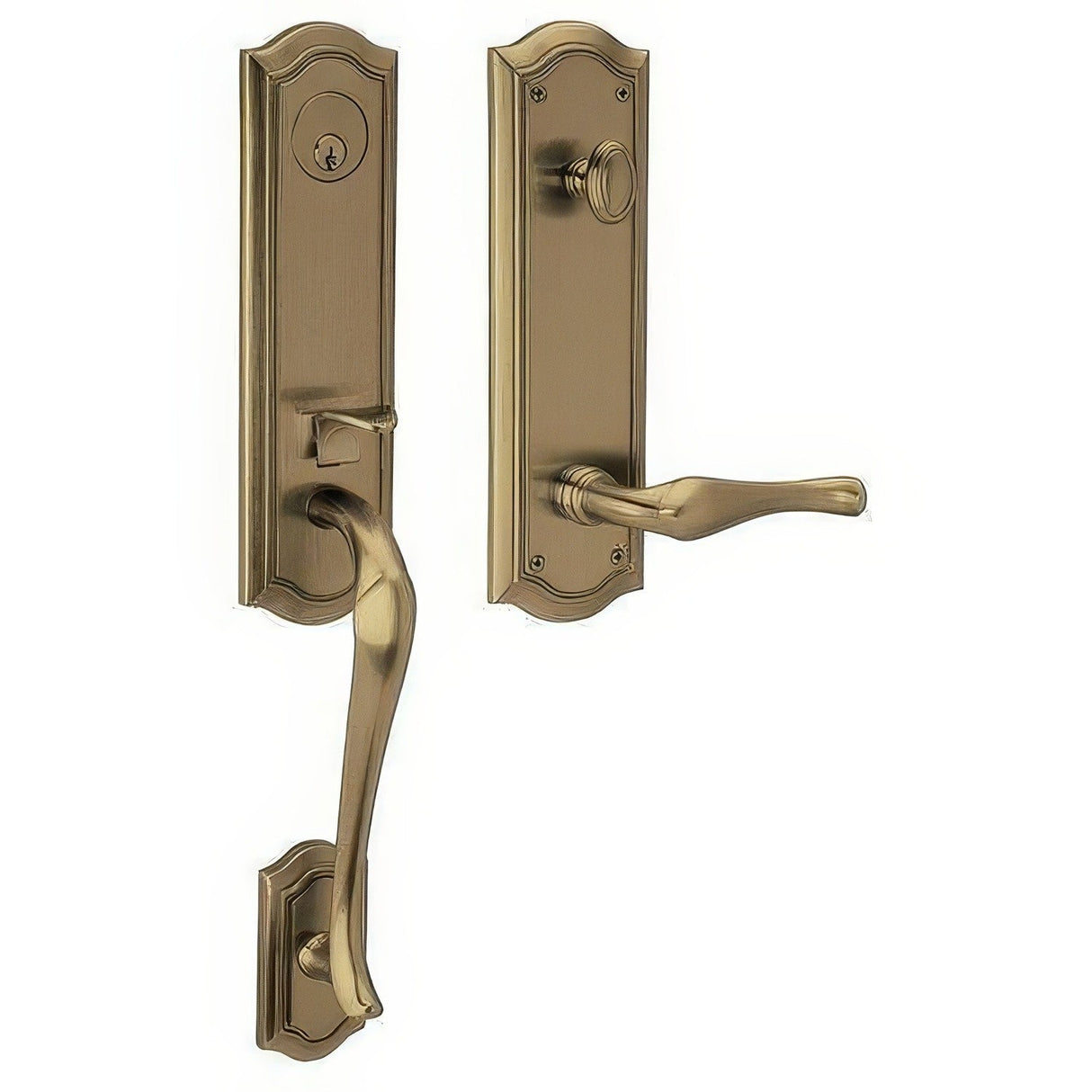 Baldwin M522050RFD satin brass and black dummy entry handleset