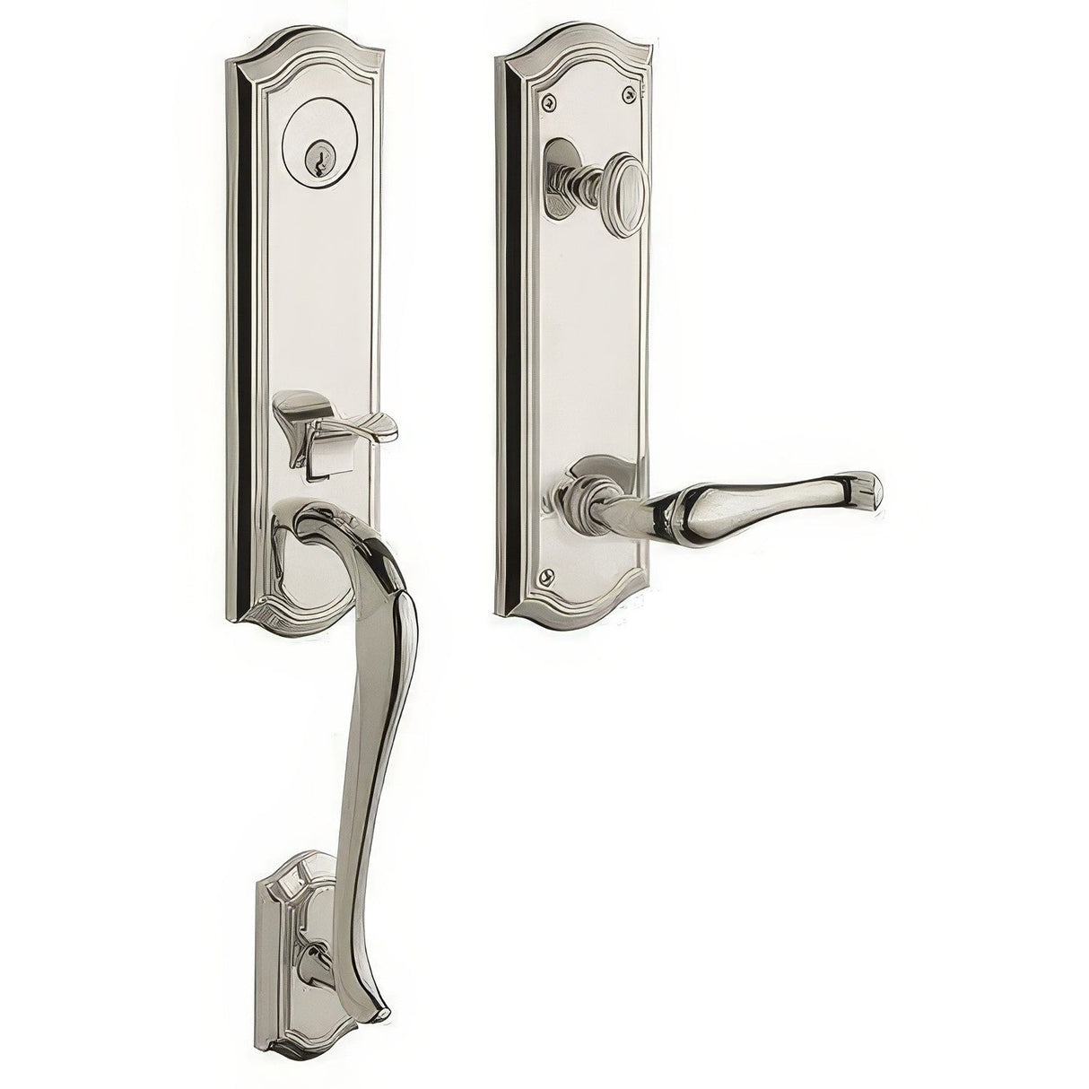 Baldwin M522055LENT lifetime polished nickel single cylinder mortise handleset