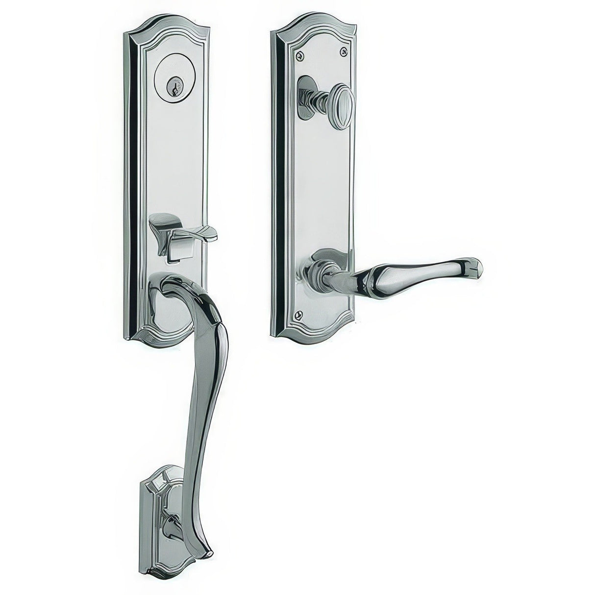 Baldwin M522260LENT polished chrome single cylinder mortise handleset