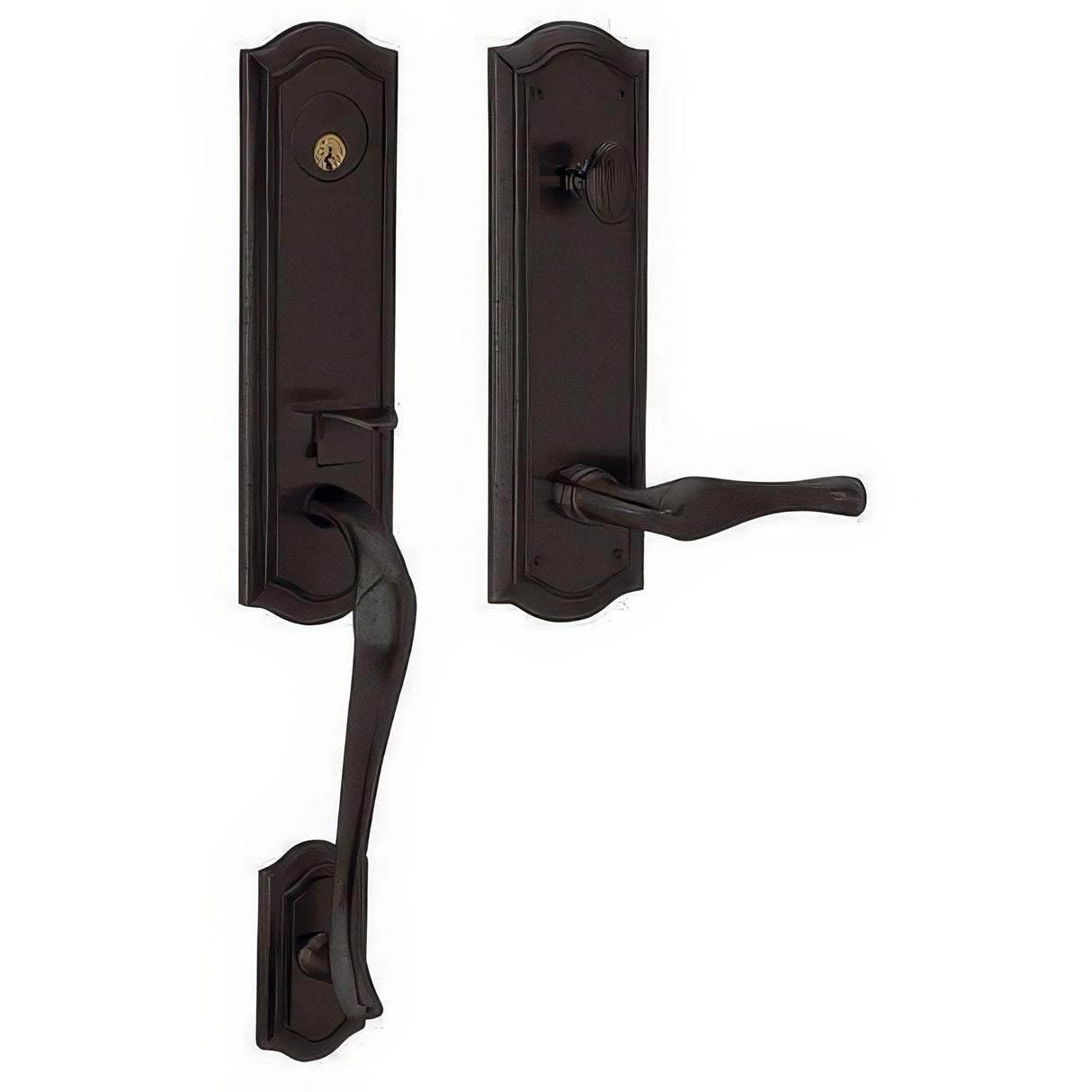 Baldwin M522402LENT distressed oil rubbed bronze single cylinder mortise handleset
