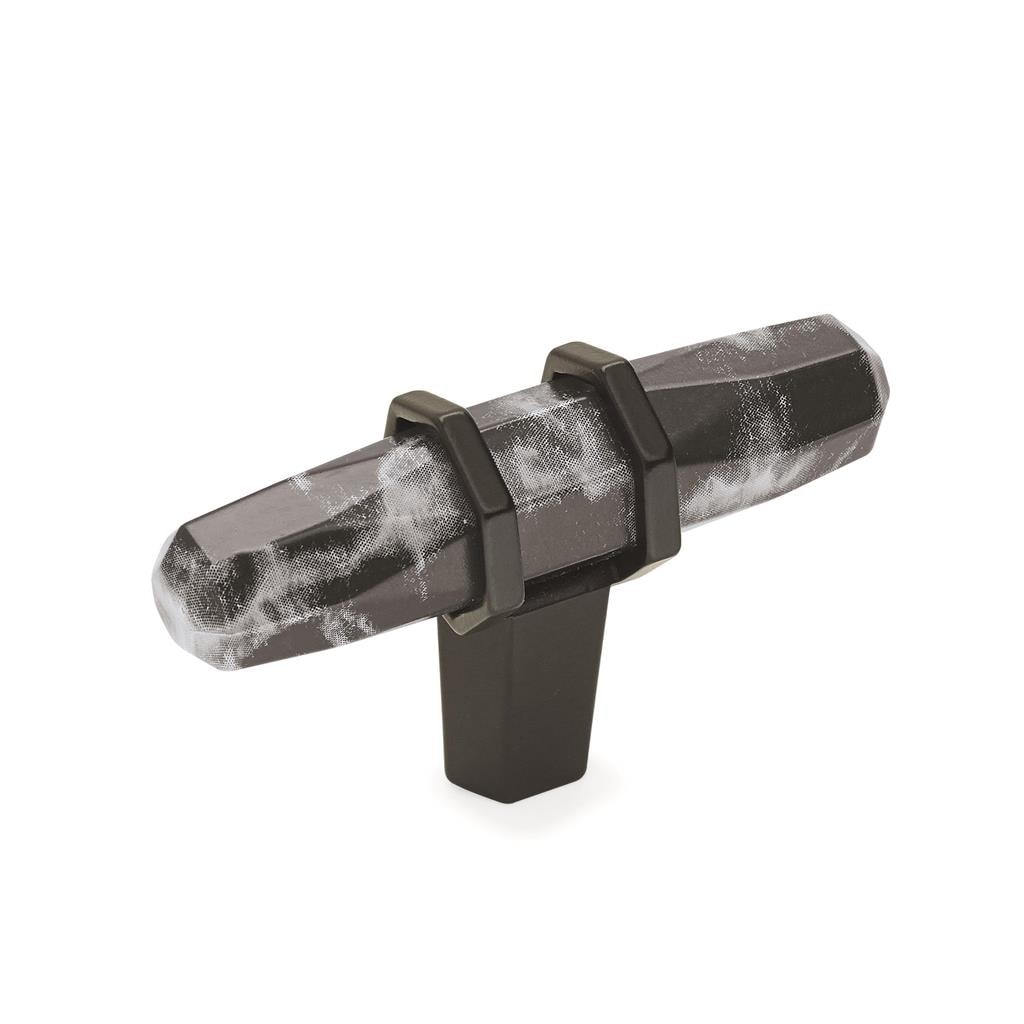Amerock BP36647MBKBBR Carrione 2-1/2 inch (64mm) Length Marble Black/Black Bronze Cabinet Knob