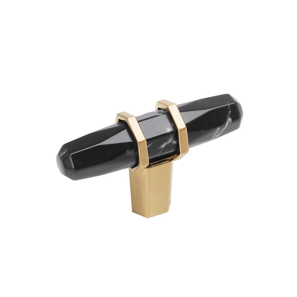 Amerock BP36647MBKCZ Carrione 2-1/2 inch (64mm) Length Marble Black/Champagne Bronze Cabinet Knob