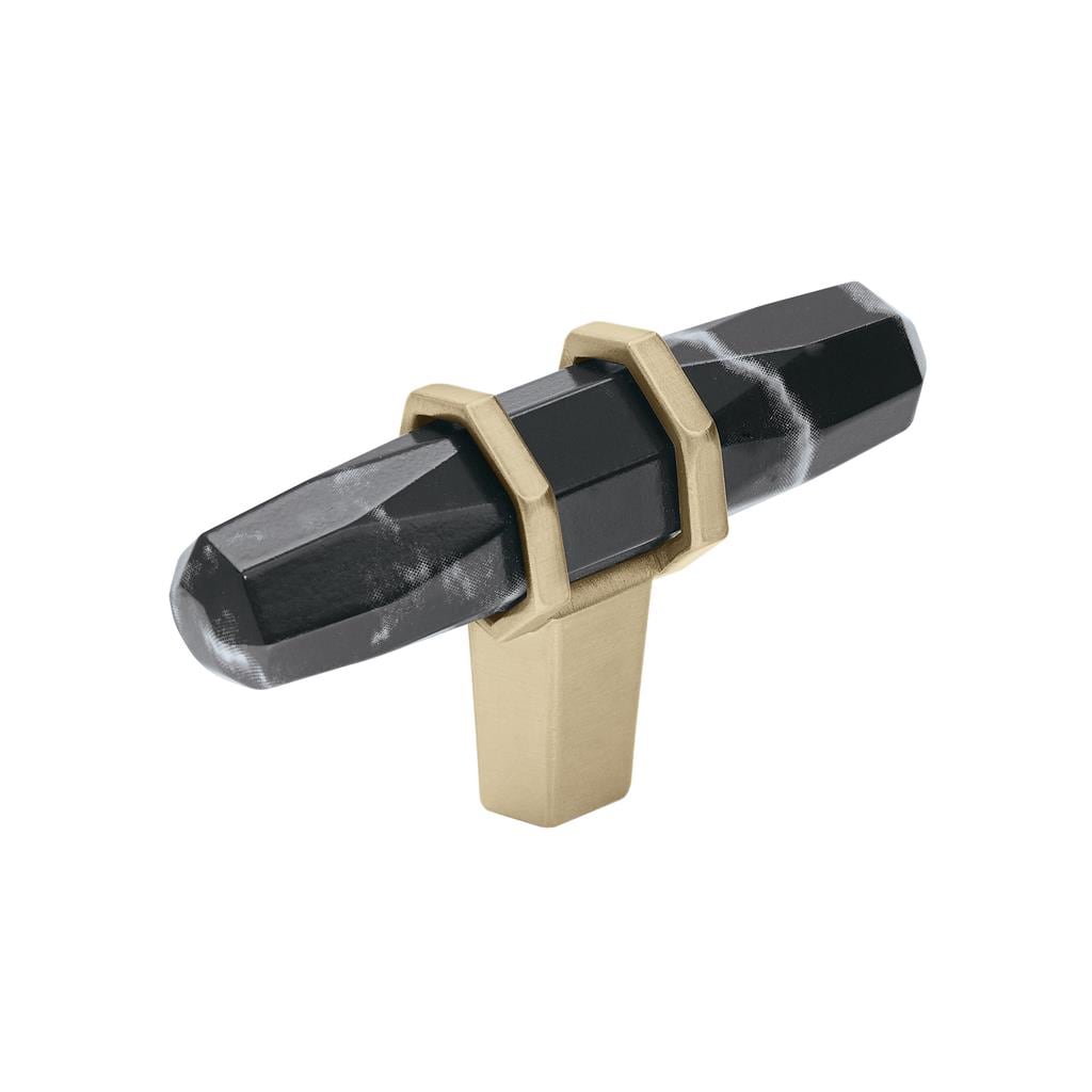 Amerock BP36647MBKBBZ Carrione 2-1/2 inch (64mm) Length Marble Black/Golden Champagne Cabinet Knob