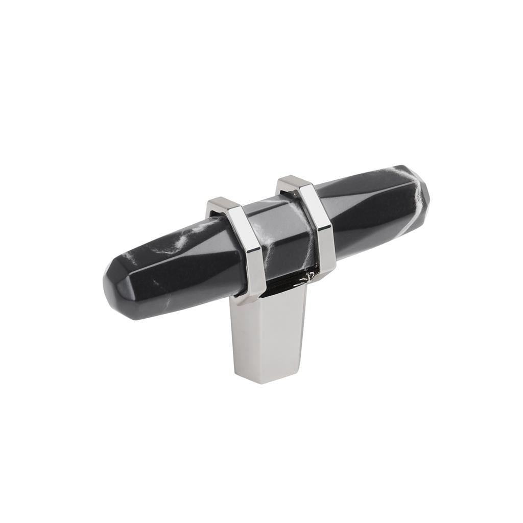 Amerock BP36647MBK26 Carrione 2-1/2 inch (64mm) Length Marble Black/Polished Chrome Cabinet Knob