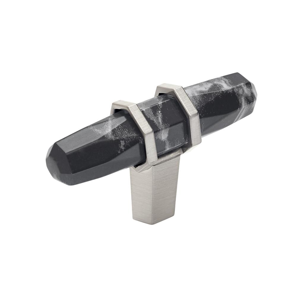 Amerock BP36647MBKG10 Carrione 2-1/2 inch (64mm) Length Marble Black/Satin Nickel Cabinet Knob