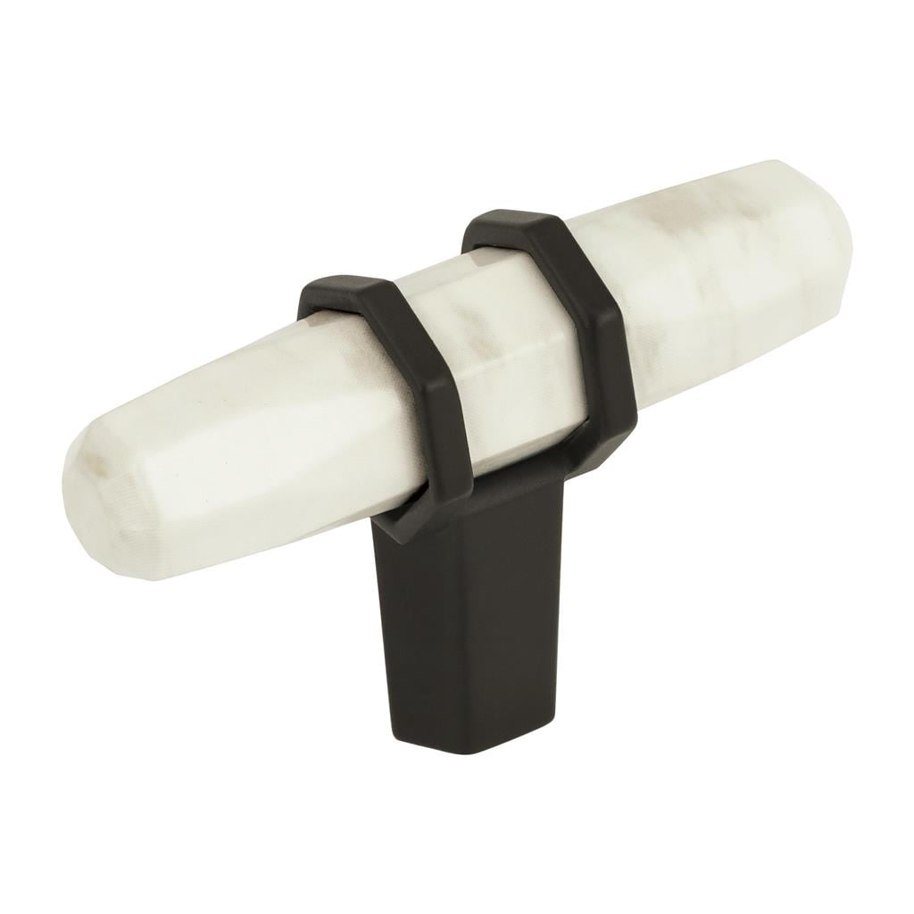 Amerock BP36647MWBBR Carrione 2-1/2 inch (64mm) Length Marble White/Black Bronze Cabinet Knob
