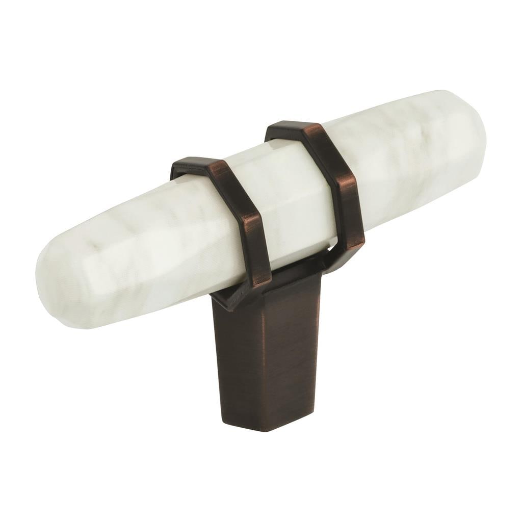 Amerock BP36647MWORB Carrione 2-1/2 inch (64mm) Length Marble White/Oil-Rubbed Bronze Cabinet Knob