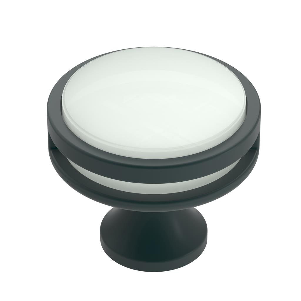 Amerock BP36608MBFA Oberon 1-3/8 inch (35mm) Diameter Matte Black/Frosted Acrylic Cabinet Knob