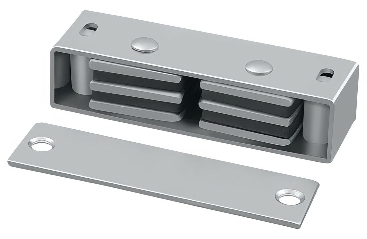 Deltana MC327 magnetic catch in satin stainless, front view