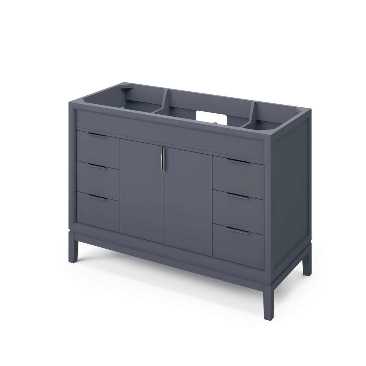 Jeffrey Alexander Theodora 48" Blue Steel Single Sink Bathroom Vanity with Calacatta Vienna Quartz Top - 8 in. Widespread Faucet Top product image 3