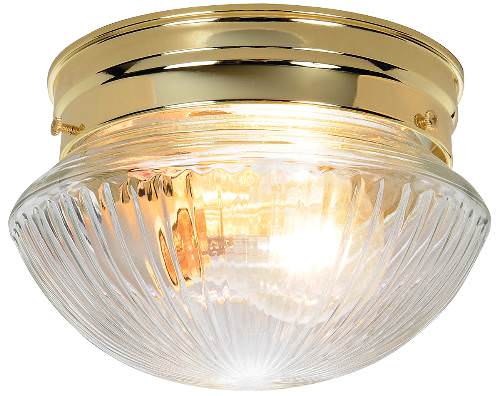 Monument Lighting 671331 Ribbed Glass Ceiling Fixture Polished Brass