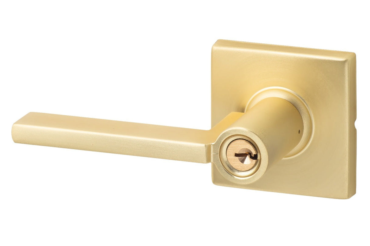 Sure-Loc MS107-SQ SB satin brass keyed entry door lever