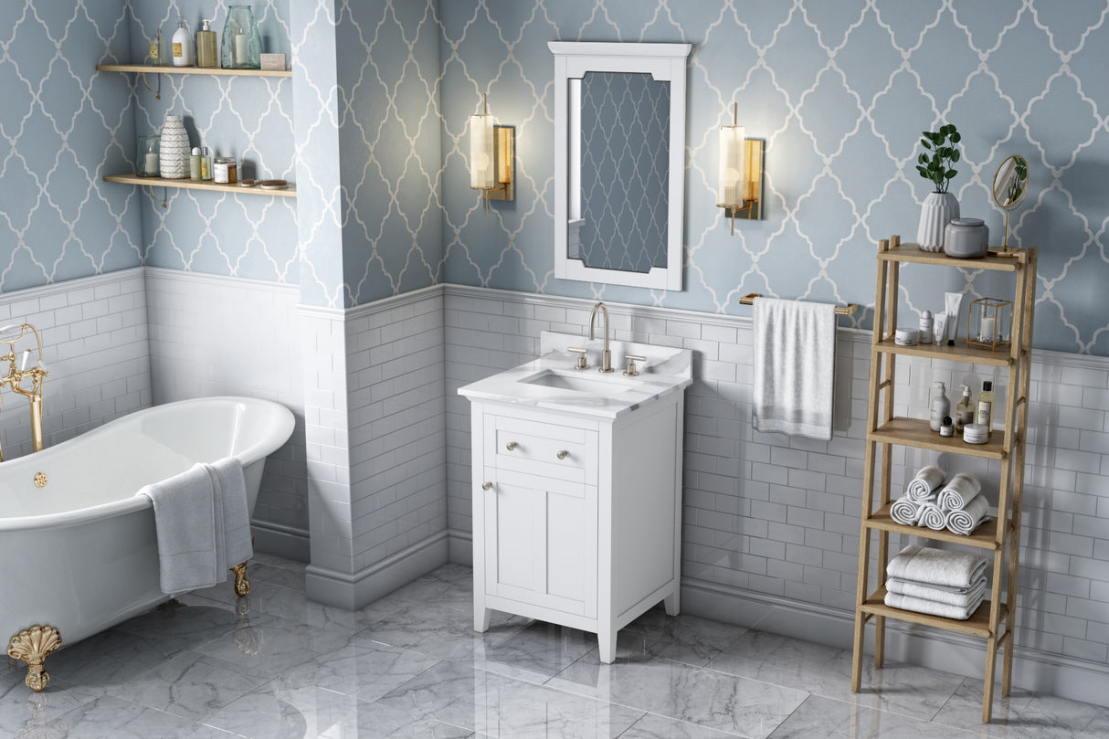 Jeffrey Alexander Chatham 24" White Single Sink Bathroom Vanity with Calacatta Vienna Quartz Top - 8 in. Widespread Faucet Top product image 7