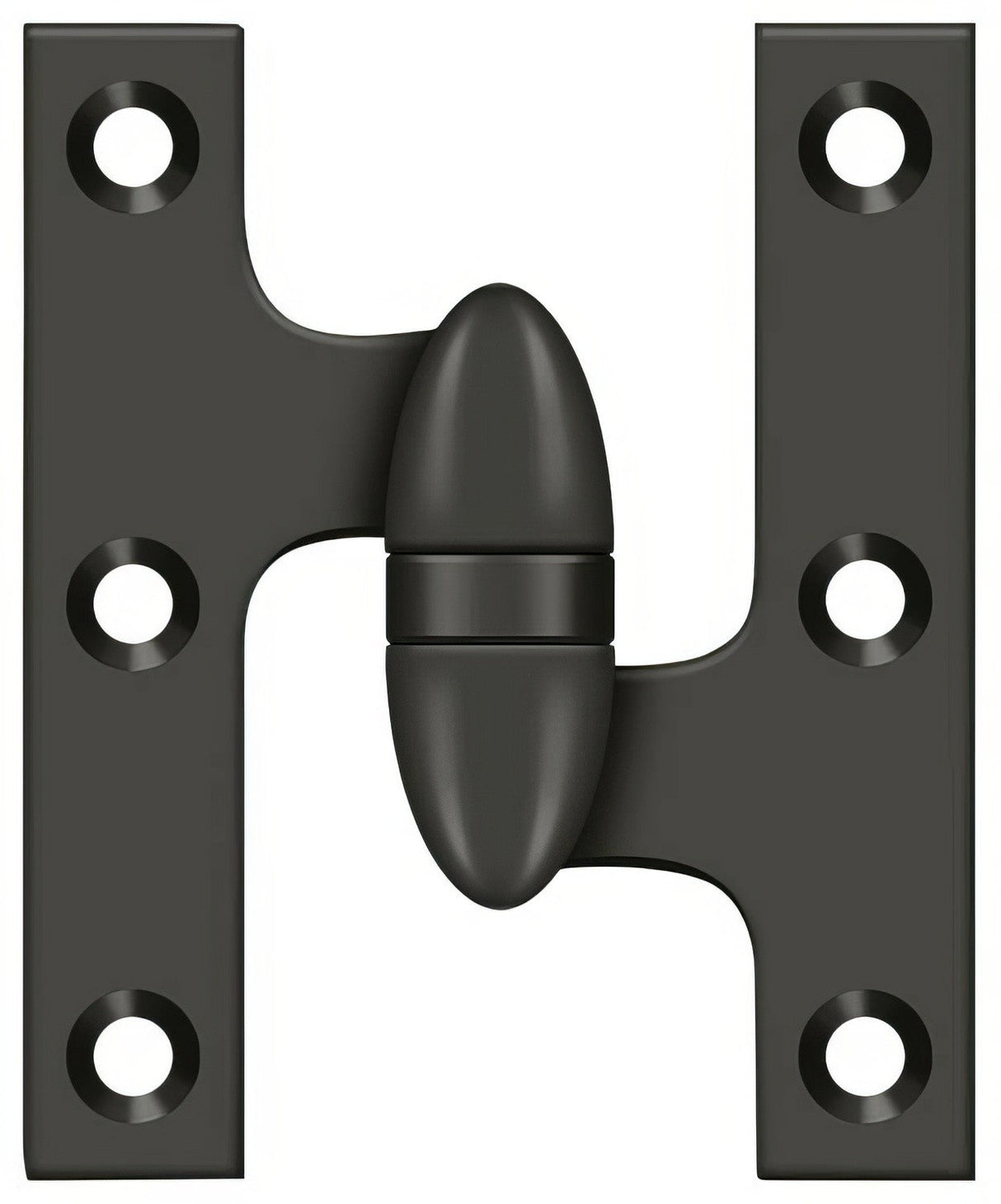 Deltana OK3025B10B-R olive knuckle hinge in satin stainless, additional view