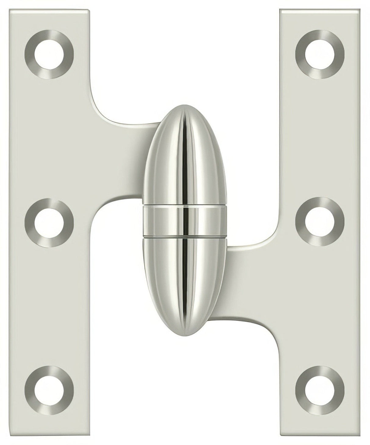 Deltana OK3025B14-R olive knuckle hinge in satin stainless, additional view