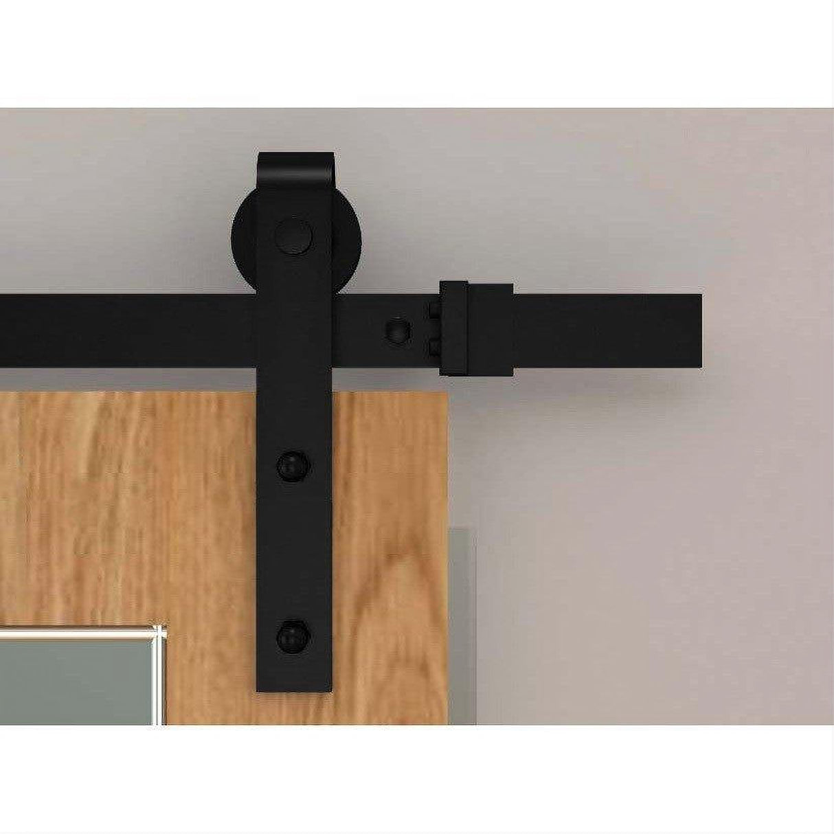 Orca Hardware FTST-BL-6-6 6' Barn Door-Flat Track Kit With Standard Drop Hangers Black