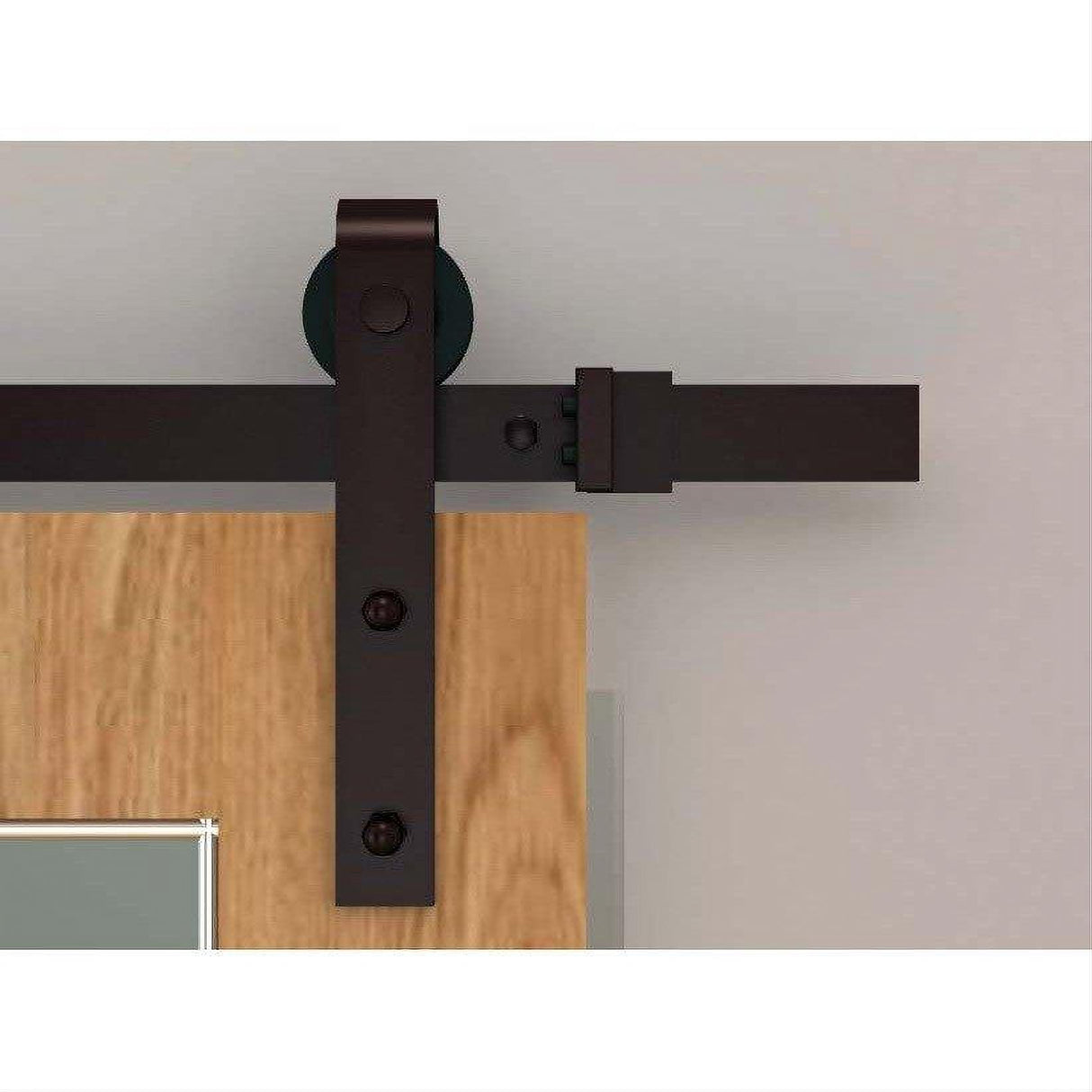 Orca Hardware FTST-OB-8C-8C 8' Barn Door-Flat Track Kit With Standard Drop Hangers Oil Rubbed Bronze