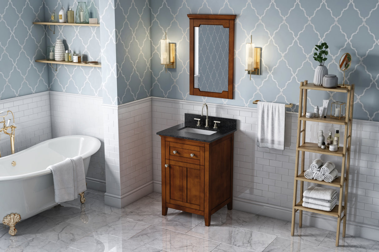 Jeffrey Alexander Chatham 24" Chocolate Single Sink Bathroom Vanity with Black Granite Top - 8 in. Widespread Faucet Top product image 7