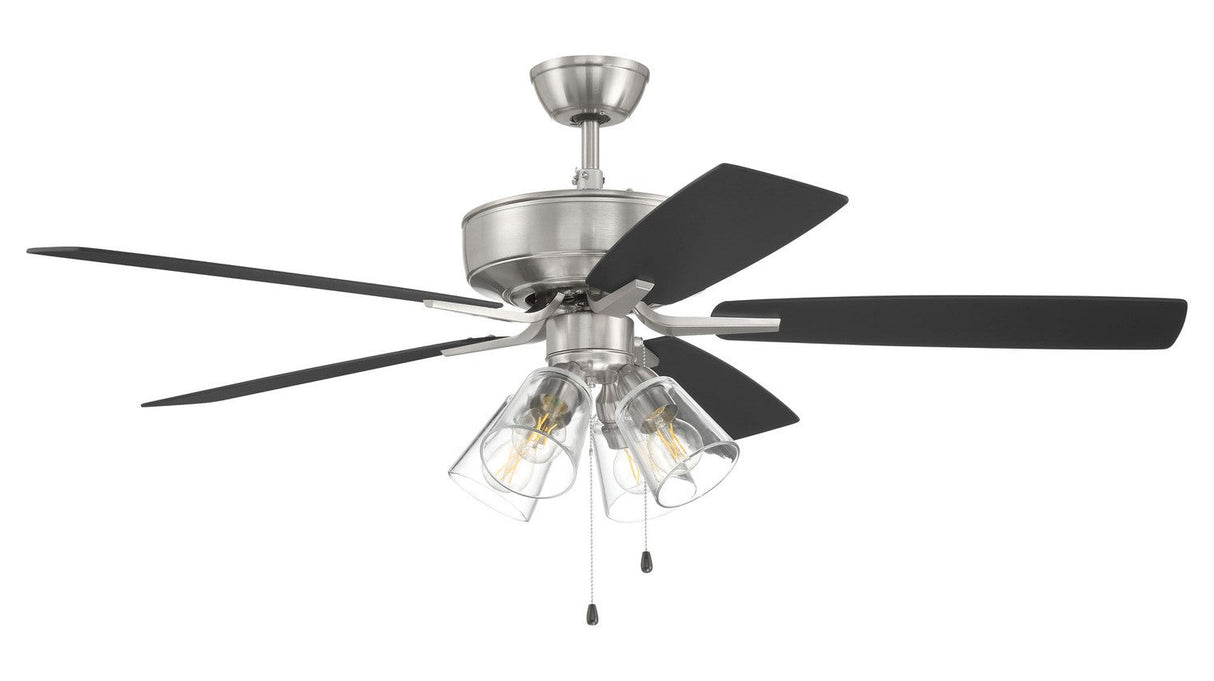 Craftmade P104BNK5-52FBGW brushed polished nickel ceiling fan blades included