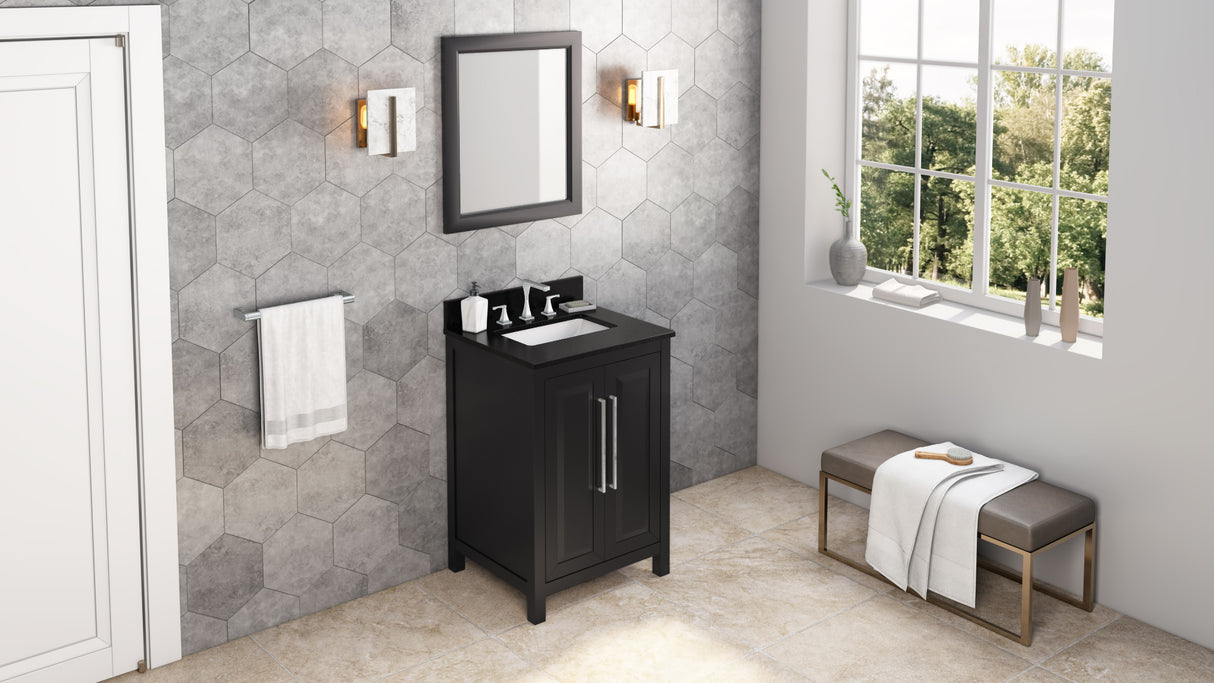 Jeffrey Alexander Cade 24" Black Single Sink Bathroom Vanity with Black Granite Top - 8 in. Widespread Faucet Top product image 7