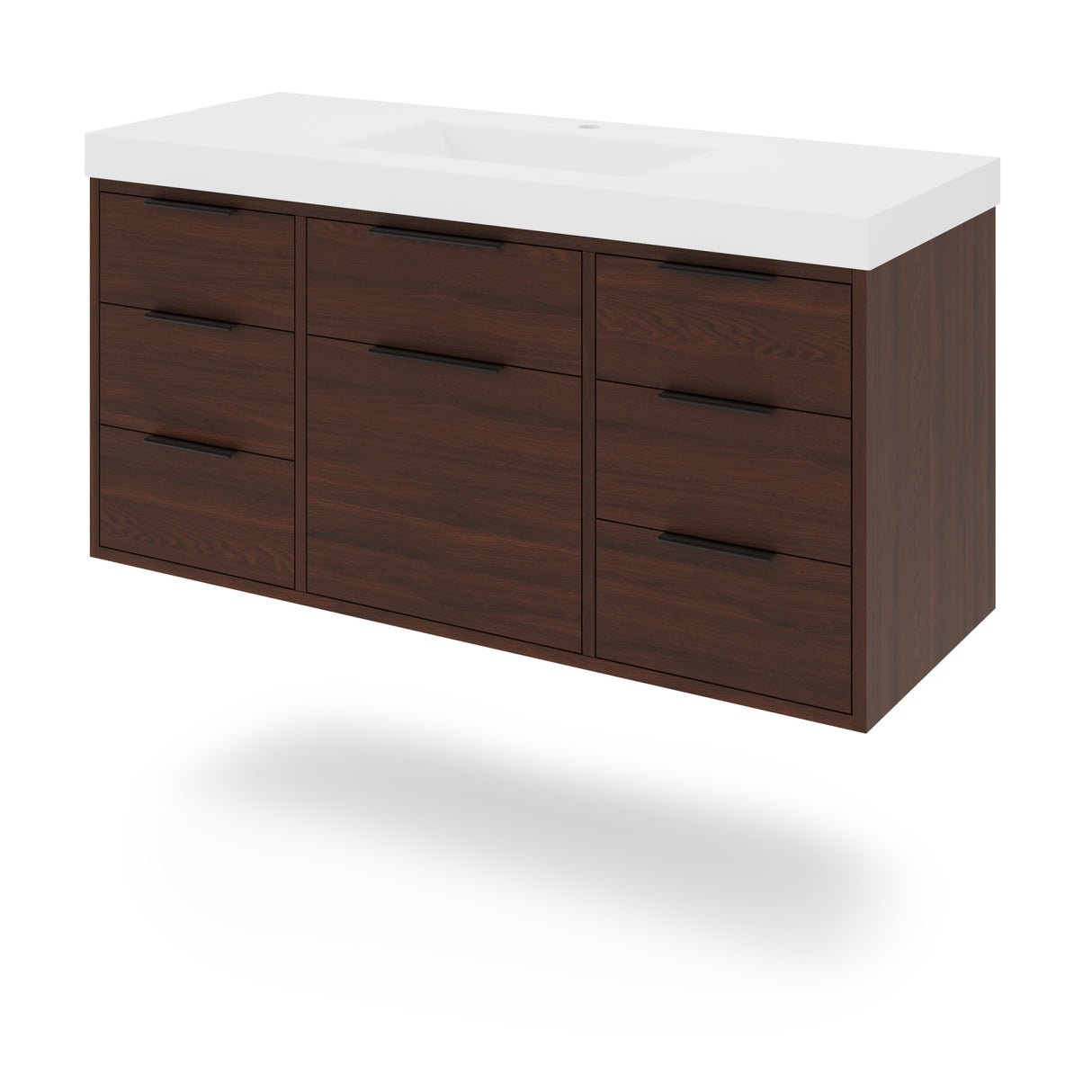 Jeffrey Alexander Gardner 49" Dark Walnut Single Sink Bathroom Vanity with White Resin Top - Single-Hole Faucet Top - VKGAR48DWRE