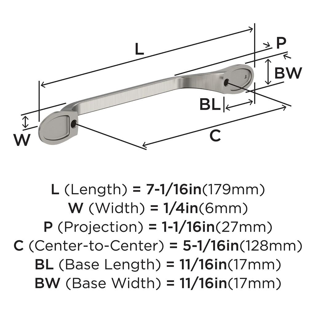 Amerock BP2193726 Pull technical drawing and dimensions