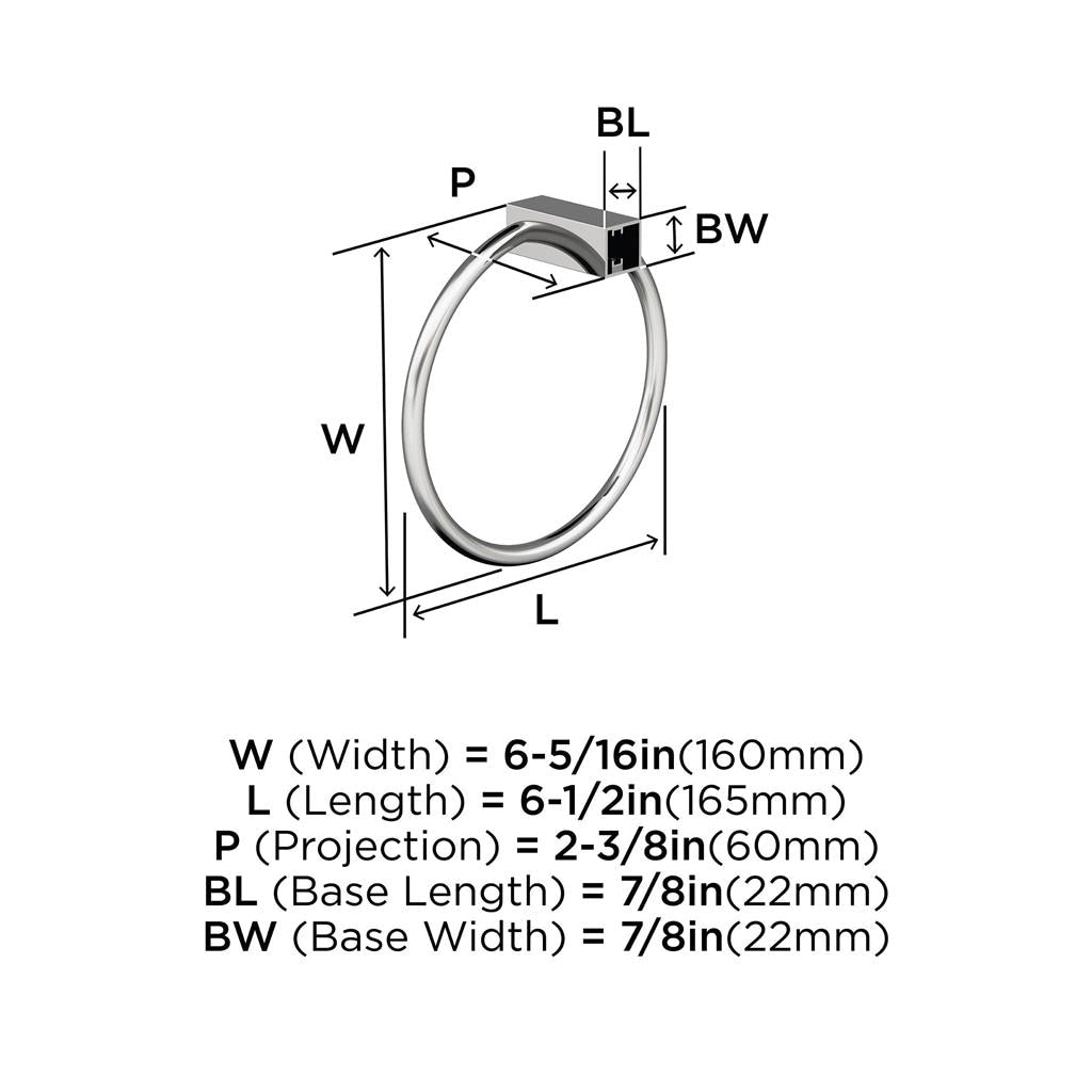 Amerock BH3608226 Towel Ring technical drawing and dimensions