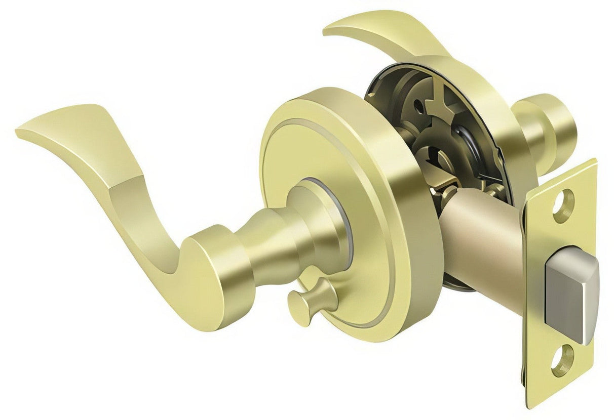 Deltana PRLLR2U3RH bright brass privacy door lever