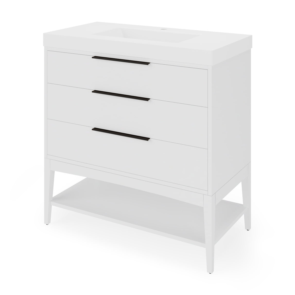 Jeffrey Alexander Gardner 37" White Single Sink Bathroom Vanity with White Resin Top - Single-Hole Faucet Top - VKGAR36WHWDWHRE