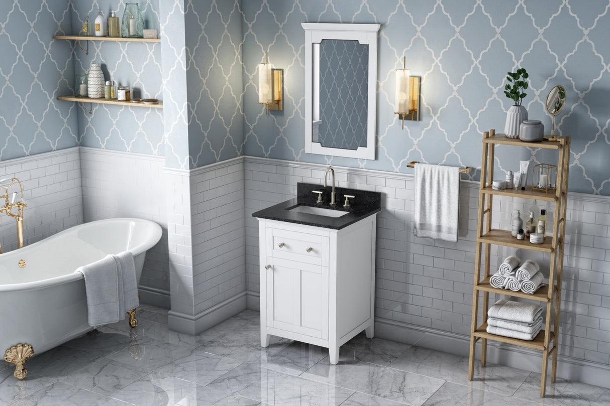 Jeffrey Alexander Chatham 24" White Single Sink Bathroom Vanity with Black Granite Top - 8 in. Widespread Faucet Top product image 7