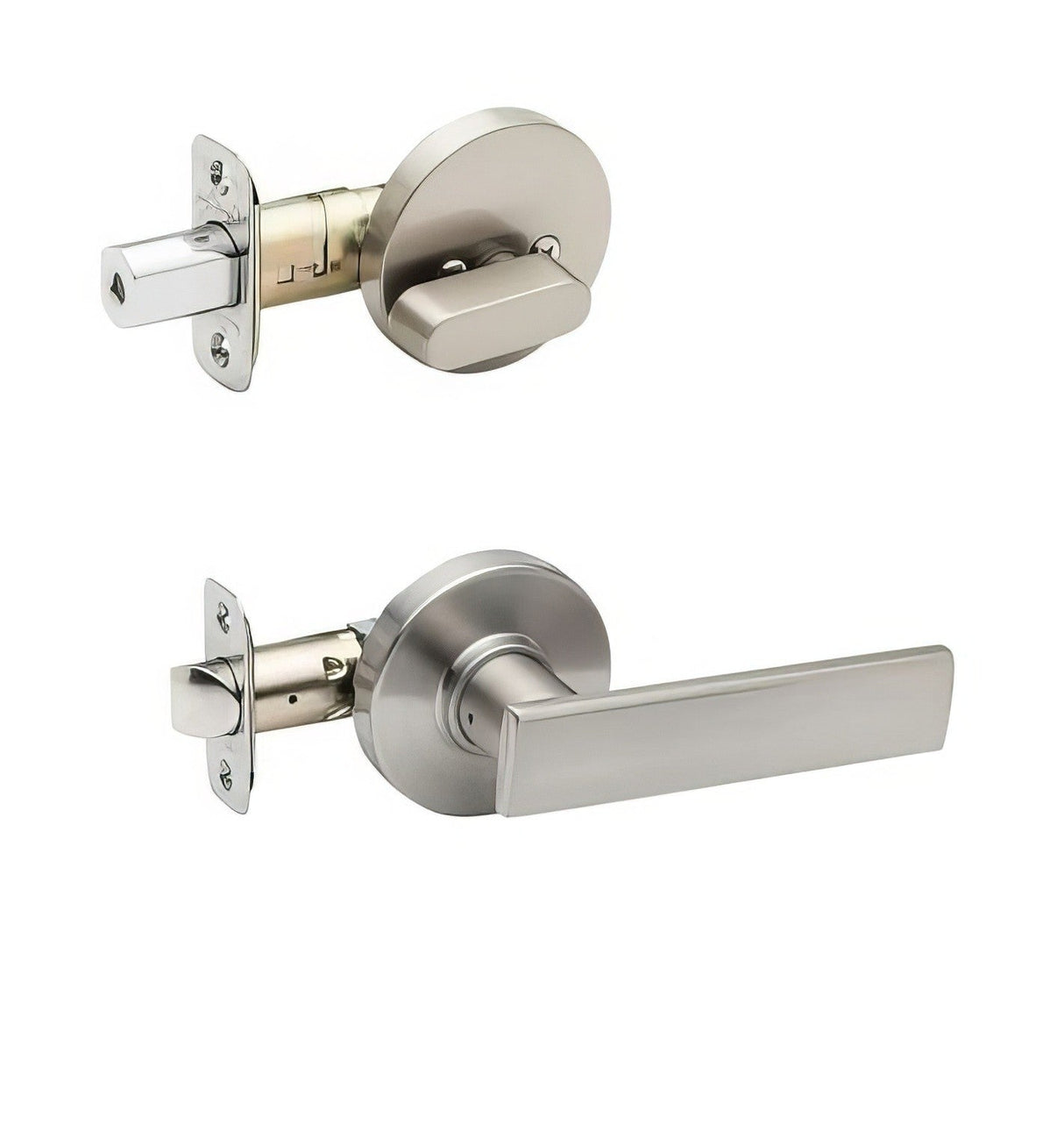 Copper Creek RL2810SS-RND satin stainless single cyllinder handleset trim pack