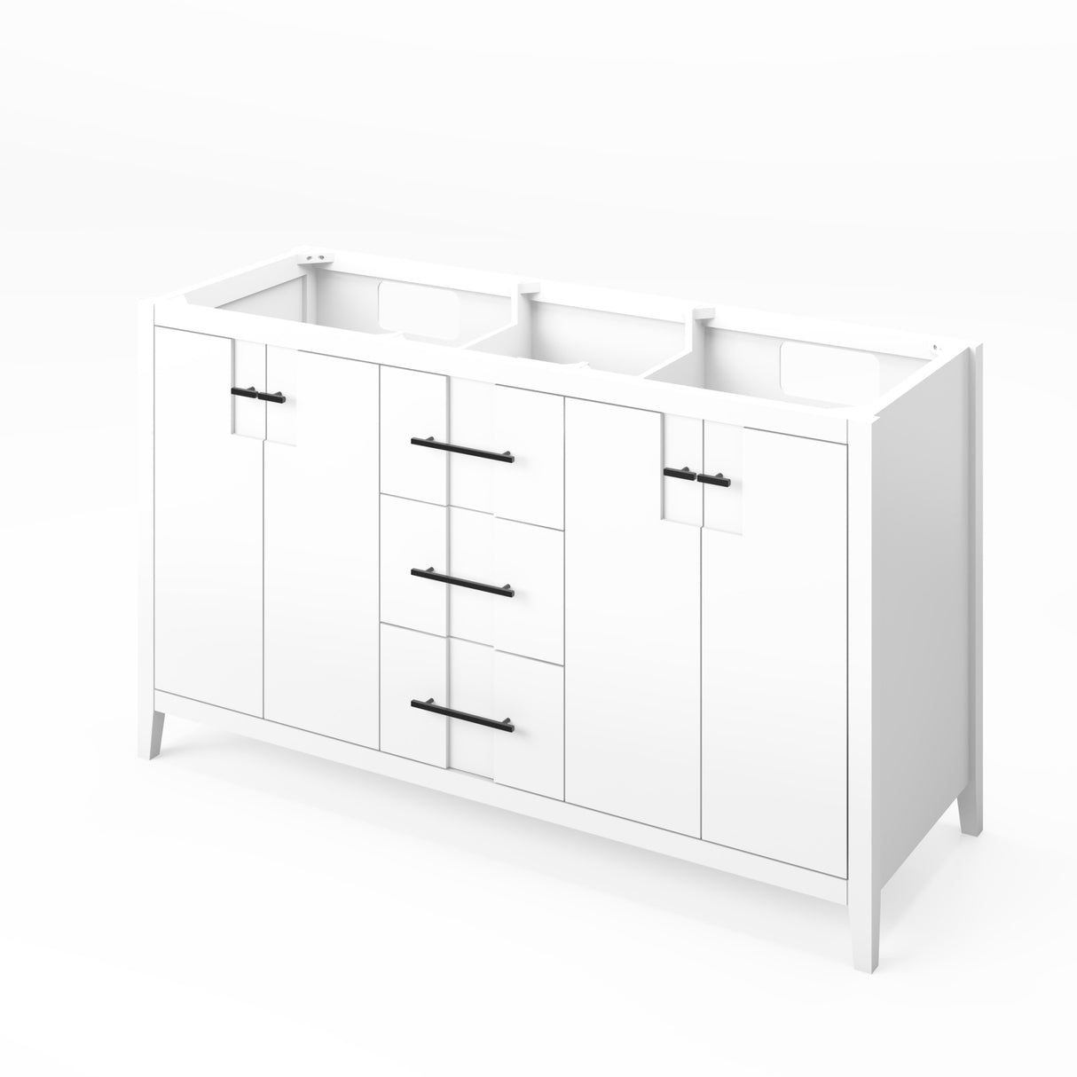 Jeffrey Alexander Katara 60" White Double Sink Bathroom Vanity with Calacatta Vienna Quartz Top - 8 in. Widespread Faucet Top product image 3