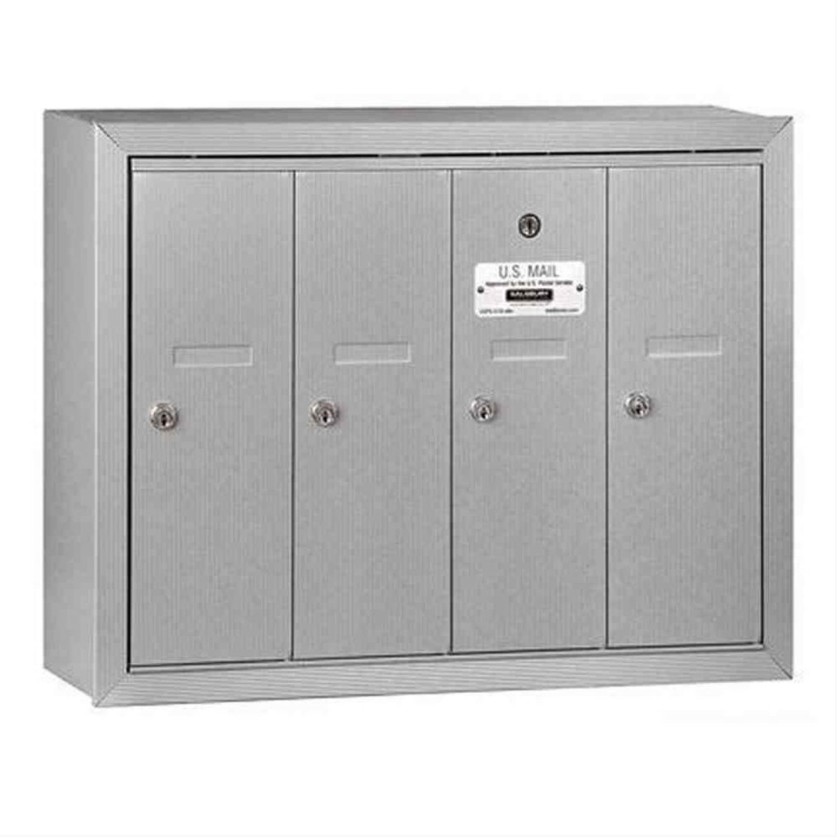 Salsbury Industries 3504ASU 3504-SU Vertical Mailbox 4 Doors Surface Mounted USPS Access Aluminum