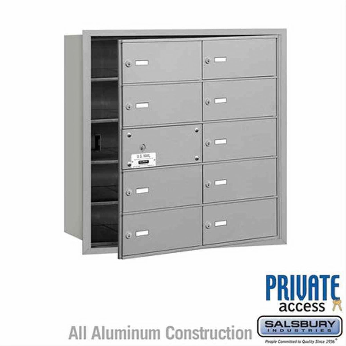 Salsbury Industries 3610AFP 3610-FP 4B+ Horizontal Mailbox 10 B Doors Front Loading Private Access Aluminum