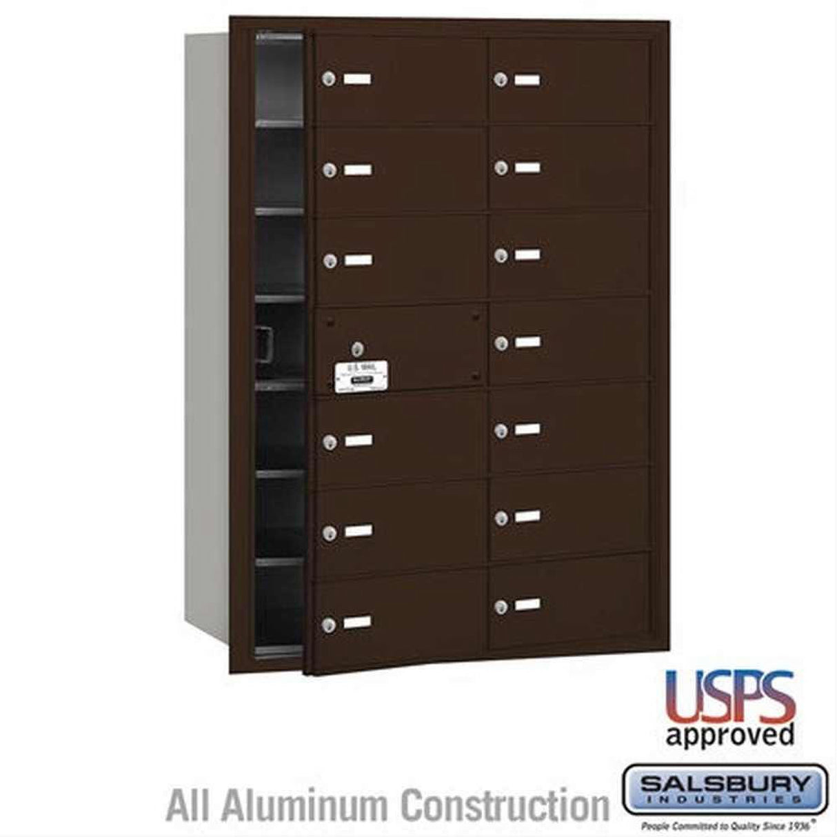 Salsbury Industries 3614ZFU 3614-FU 4B+ Horizontal Mailbox 14 B Doors Front Loading USPS Access Bronze