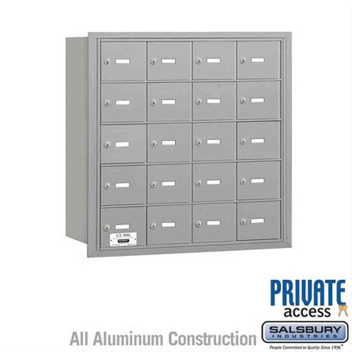 Salsbury Industries 3620ARP 3620-RP 4B+ Horizontal Mailbox 20 A Doors Rear Loading Private Access Aluminum