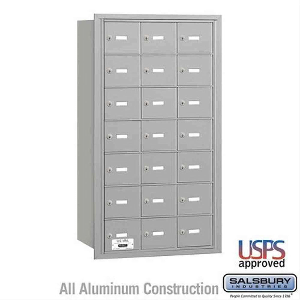 Salsbury Industries 3621ARU 3621-RU 4B+ Horizontal Mailbox 21 A Doors Rear Loading USPS Access Aluminum