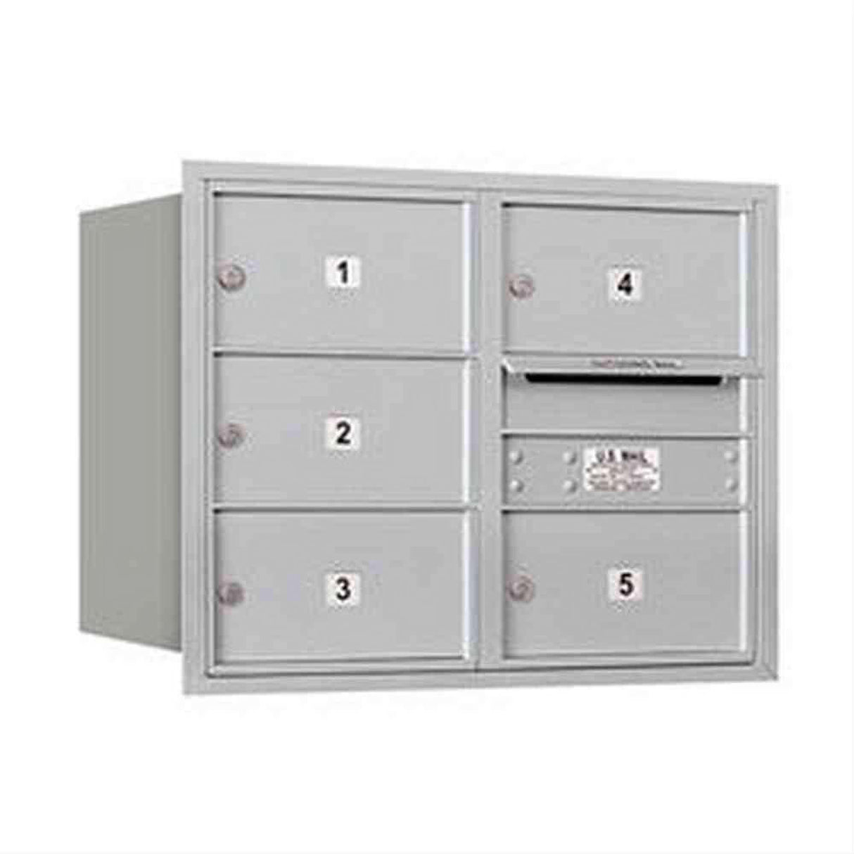 Salsbury Industries 3706D-05ARP-05-RP 4C Horizontal Mailbox 6 Door High Rear Loading Private Access Aluminum