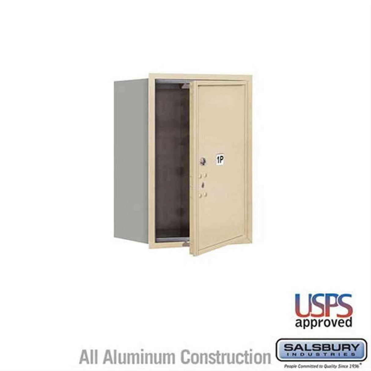 Salsbury Industries 3706S-1PSFU-1P-FU 4C Horizontal Mailbox 6 Door High Front Loading USPS Access Sandstone